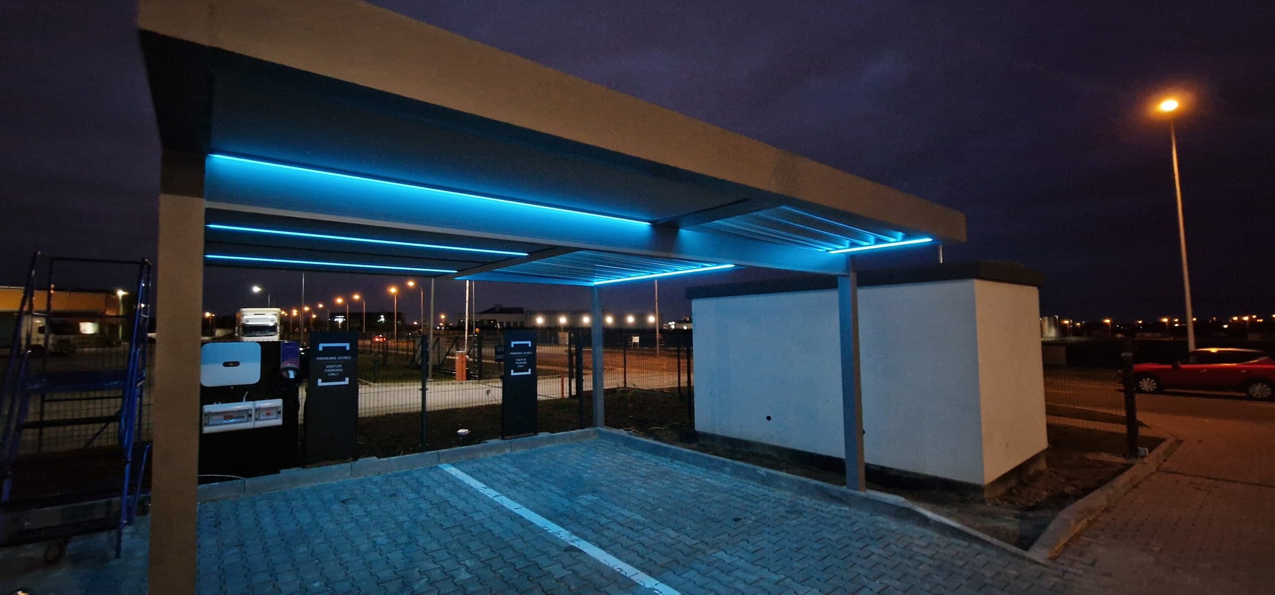 Night view of Solar Car Port