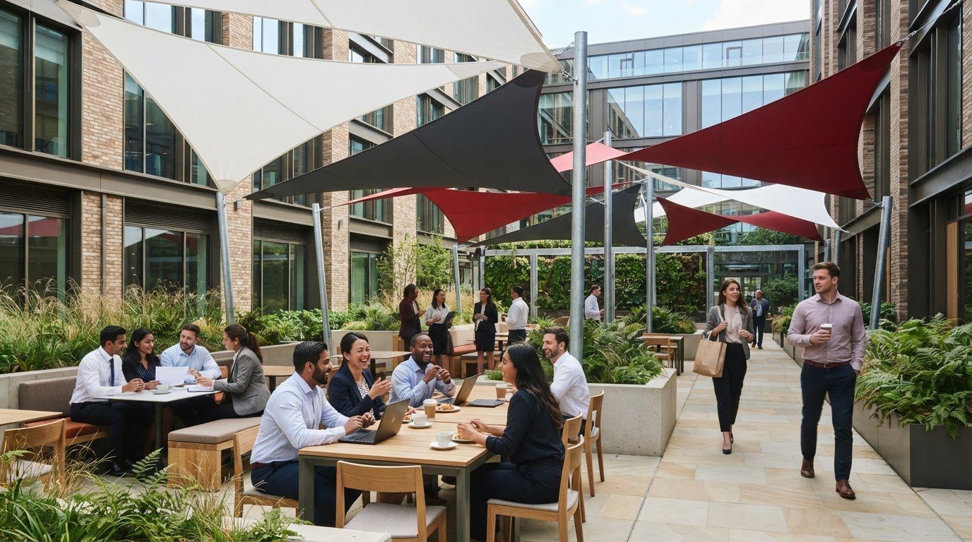 Shade Sails for Office Courtyards: A Practical UK Guide